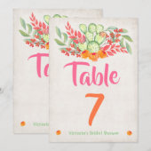 Waterverf Mexican Fiesta Table number Cactus Kaart (Voorkant / Achterkant)
