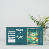  Waterverf Mexico Boarding Pass Kaart (Staand voorkant)