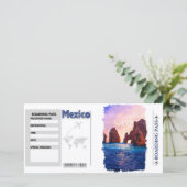 Waterverf Mexico Boarding Pass Kaart (Staand voorkant)