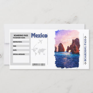 Waterverf Mexico Boarding Pass Kaart