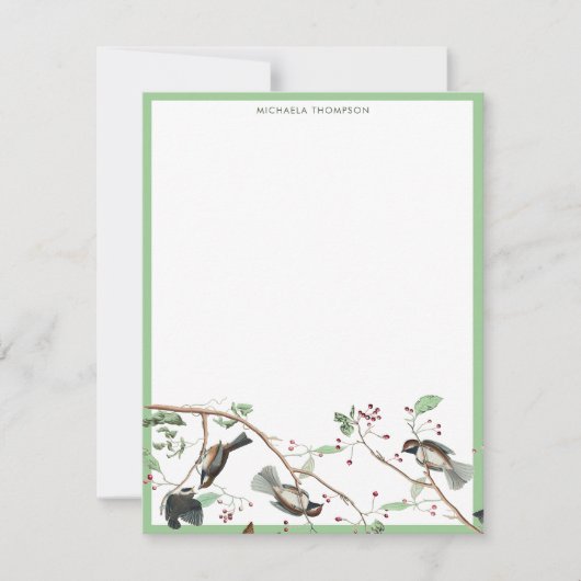 Waterverf Mezen Vogels Bessen & Pijnappels  Notitiekaartje (Voorkant)