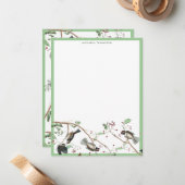 Waterverf Mezen Vogels Bessen & Pijnappels  Notitiekaartje (Voorkant / Achterkant in situ)