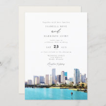 Waterverf Miami Florida City Skyline Wedding