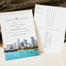 Waterverf Miami Florida Silhouette Save the Date