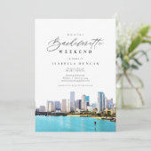 Waterverf Miami Skyline Tropical Beach Island Kaart (Staand voorkant)