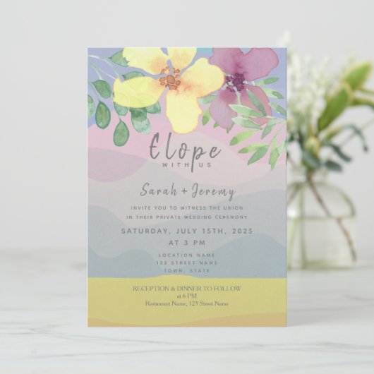 Waterverf Micro Wedding Kaart (Staand voorkant)