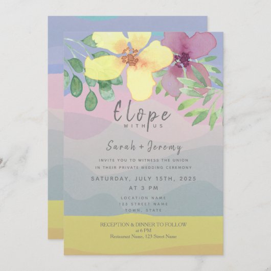 Waterverf Micro Wedding Kaart (Voorkant / Achterkant)