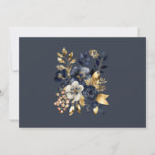Waterverf Midnight Blue Gold Floral Save The Date Kaart (Achterkant)