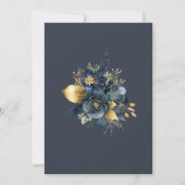 Waterverf Midnight Blue Goud Bloemen Bruiloft Kaart (Achterkant)