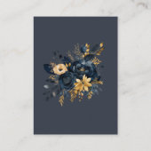Waterverf Midnight Blue Goud Bloemen Receptie Informatiekaartje (Achterkant)