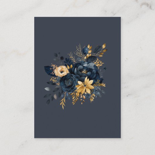 Waterverf Midnight Blue Goud Bloemen Receptie Informatiekaartje (Achterkant)