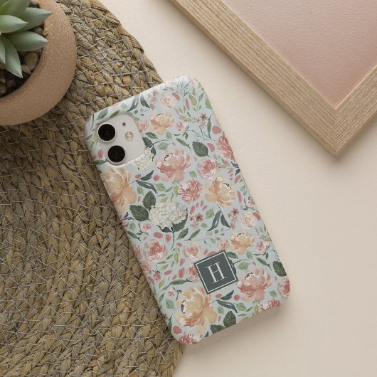 Waterverf Midzomer Floral Pattern Monogram iPhone Hoesje