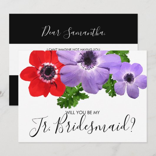 Waterverf Mijn JR Junior Bridesmaid Card Kaart (Voorkant / Achterkant)
