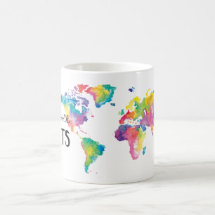 Waterverf Mijn wereld door model geïllustreerd Koffiemok