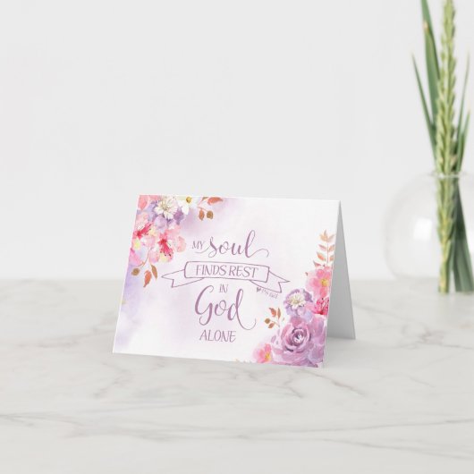 Waterverf Mijn ziel vindt Rest, PS 62:1 Notitiekaartje (Voorkant)