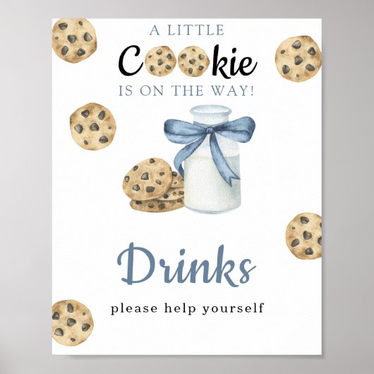Waterverf Milk Bow baby shower Drinken Poster (Voorkant)