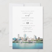Waterverf Milwaukee Wisconsin Skyline Wedding Kaart (Voorkant)