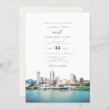 Waterverf Milwaukee Wisconsin Skyline Wedding
