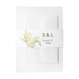 Waterverf Mimosa Bloemen Huwelijksuitnodiging Uitnodigingen Wikkel