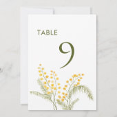 Waterverf mimosa bloemen trouwtafel nummer aankondiging (Achterkant)