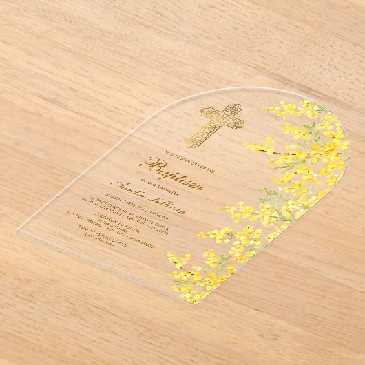 Waterverf Mimosa Boogdoop Acryl Uitnodigingen (Laagn)