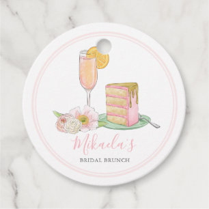 Waterverf Mimosa en Drip Cake Bridal Brunch Bedankjes Labels