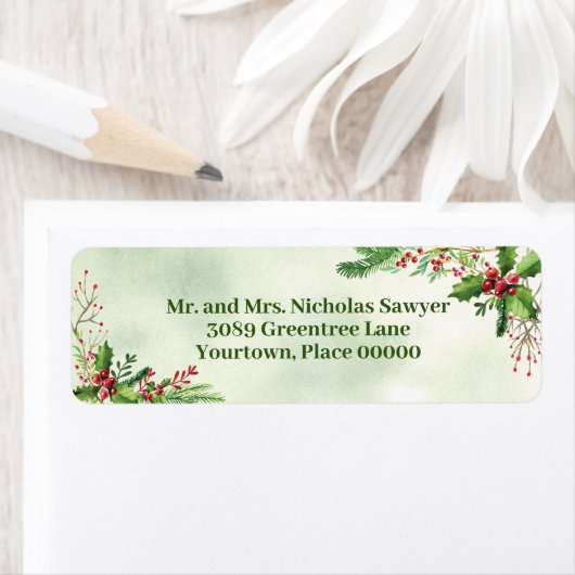 Waterverf Mingle Kerstfeestdag — Retouradres Etiket (Insitu)