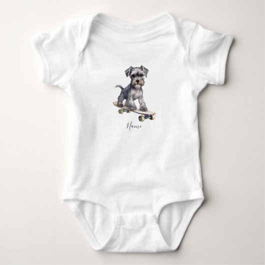 Waterverf Miniature Schnauzer Baby Body Romper (Voorkant)