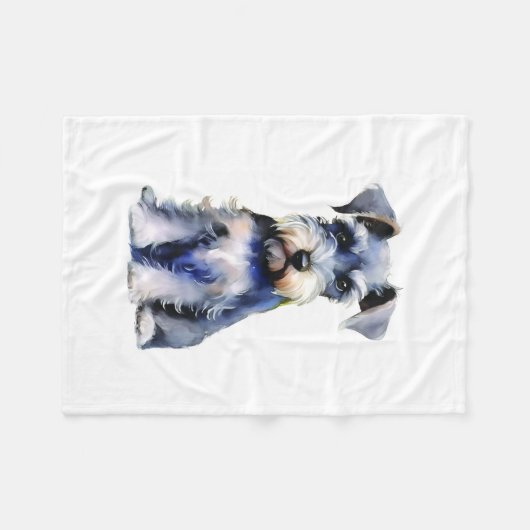 Waterverf Miniature Schnauzer Fleece Deken (Voorkant (Horizontaal))