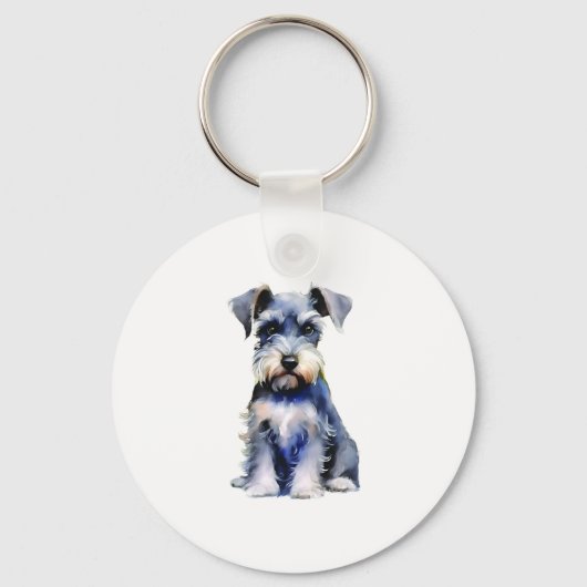Waterverf Miniature Schnauzer Sleutelhanger (Voorkant)
