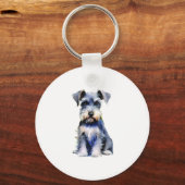 Waterverf Miniature Schnauzer Sleutelhanger (Voorkant)