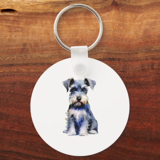 Waterverf Miniature Schnauzer Sleutelhanger (Voorkant)