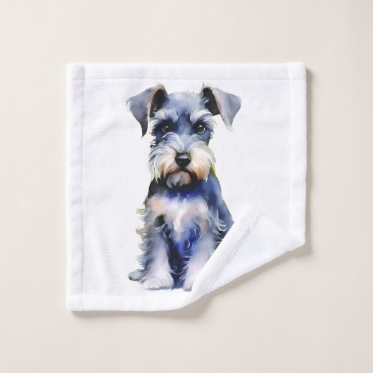 Waterverf Miniature Schnauzer Washandje (Wasdoekje)