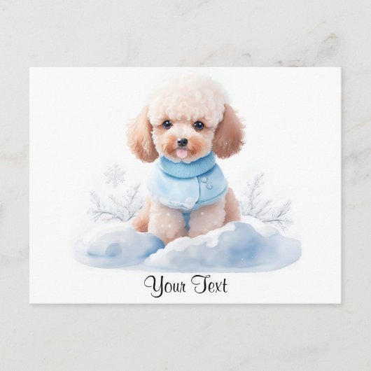 Waterverf Miniatuur Abrikozen Poedel Puppy Dog Briefkaart (Voorkant)
