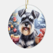 Waterverf Miniatuur Schnauzer Hondenkerst Keramisch Ornament (Links)