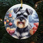 Waterverf Miniatuur Schnauzer Hondenkerst Keramisch Ornament<br><div class="desc">Verbeter uw vakantiedecoraties met de artistieke elegantie van ons Waterverf Miniatuur Schnauzer Dog Christmas Ceramic Ornament. Dit unieke ornament heeft een prachtig vormgegeven Miniature Schnauzer in een charmante waterverf stijl, die een vleugje verfijning toevoegt aan uw kerstboom. Een doordacht geschenk voor elke Miniature Schnauzer liefhebber of huisdiereneigenaar, dit keramische ornament...</div>