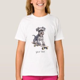 Waterverf Miniatuur Schnauzer Meisje T-shirt