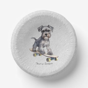 Waterverf Miniatuur Schnauzer Papierschaal Papieren Kommen