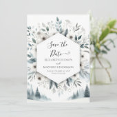 Waterverf Minimal Mountain Wedding Save The Date (Staand voorkant)