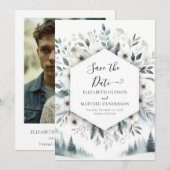 Waterverf Minimal Mountain Wedding Save The Date (Voorkant / Achterkant)