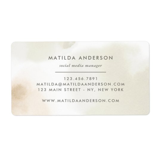 Waterverf minimale abstracte elegant eenvoudig etiket (Voorkant)