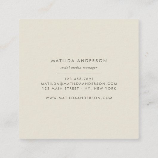 Waterverf minimale abstracte elegant eenvoudig vierkante visitekaartje (Achterkant)