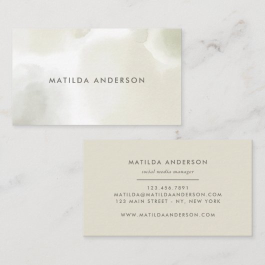 Waterverf minimale abstracte elegant eenvoudig visitekaartje (Voorkant / Achterkant)