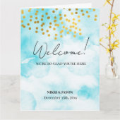 Waterverf Minimale Gold Confetti Wedding Welkom Kaart (Gele Bloem)