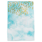 Waterverf Minimale Gold Confetti Wedding Welkom Medium Cadeauzakje (Achterkant)