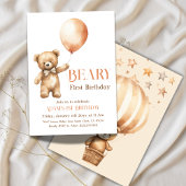 Waterverf minimalist Beige Beary eerste verjaardag Kaart