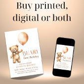 Waterverf minimalist Beige Beary eerste verjaardag Kaart