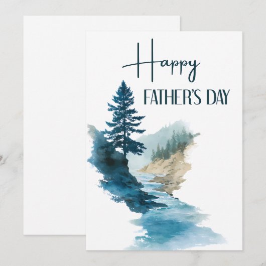 Waterverf Minimalist Happy Vaderdag Feestdagenkaart (Voorkant / Achterkant)