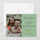 Waterverf MInimalist Lemon Foto Aankondigingskaart (Voorkant / Achterkant)