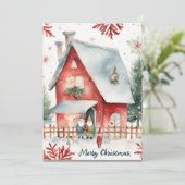 Waterverf Minimalist Santa Corporate Christmas Feestdagenkaart (Staand voorkant)